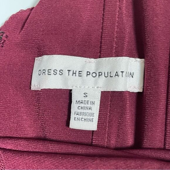 Dress the Population Dawn Bodycon Mini Dress Size S Burgundy - Picture 8 of 12